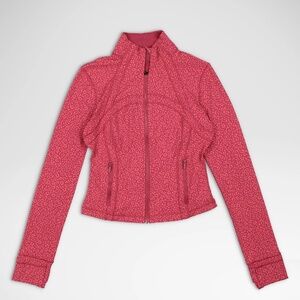 Lululemon Define Cropped Jacket Leopard Daisy Desert Red Magenta Smoke Size 12